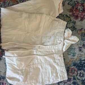 Old Navy Cream Linen Cargo Pants